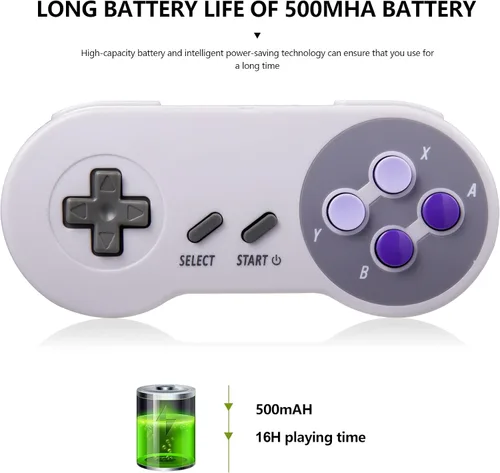 Vista 5 de MODESLAB - Paquete de 2 controles inalámbricos de 2.4 GHz compatibles con SNES retro conector de 7 pines recargable Plug & Play (versión USB no PC)