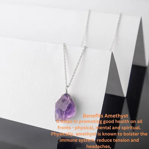 Vista 3 de Collar de piedras preciosas en bruto con piedras de nacimiento 1 Plata