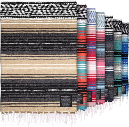 Vista 33 de Hydration Nation Auténtica manta mexicana extra grande (70 x 50 pulgadas), yoga tejida a mano, serape, falsa artesanal, playa, campamento, picnic
