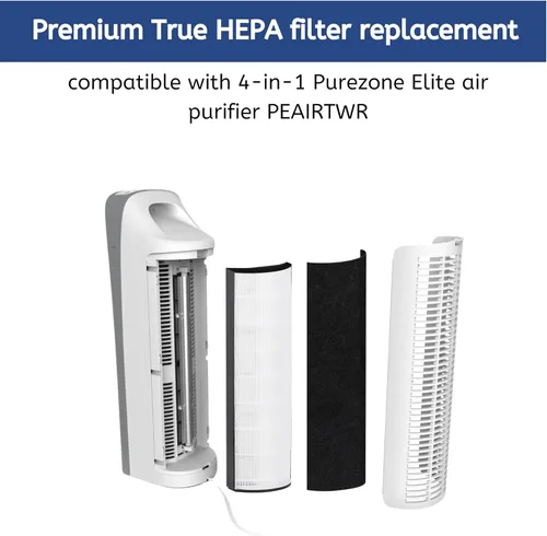 Vista 5 de Nispira Filtro de repuesto HEPA 2 en 1 PETWRFIL para enriquecimiento puro, purificador de aire de torre PureZone Elite 4 en 1 PEAIRTWR