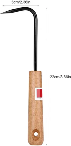 Vista 2 de Escardadora, herramienta de deshierbe de jardín de metal con mango de madera, mini extractor de malezas cultivador para excavar bordes plantación