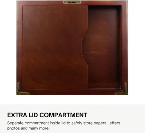 Vista 4 de Caja de madera estilo antiguo para tesoros y recuerdos con cierre en latón