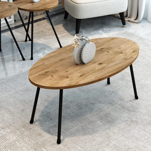 Vista 4 de Juego de mesa de sala de estar de 4 piezas, 1 mesa auxiliar y 3 mesas anidables, montaje sin herramientas
