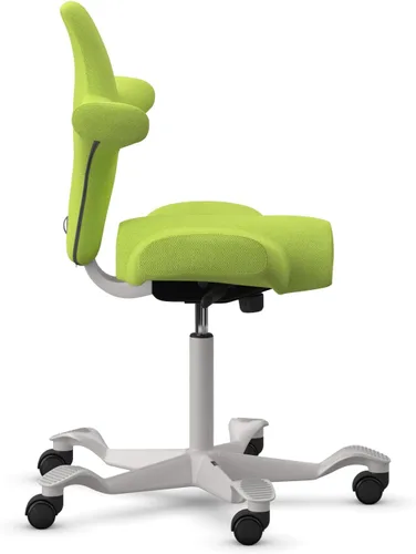 Vista 5 de HAG Capisco - Silla Sit to Stand con marco plateado, tapizada, color verde brillante Verde (Bright Green)