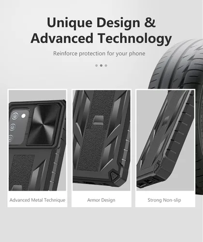 Vista 6 de SOiOS Funda protectora para Samsung Galaxy A03s: protección completa a prueba de caídas de grado militar con soporte Carcasa resistente a prueba