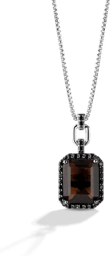 Vista 2 de Jewelili Star Wars Fine Jewelry The Wookiee - Colgante para mujer, 14 qt.tw. diamantes negros y cuarzo ahumado plateado, Metal, Cuarzo ahumado