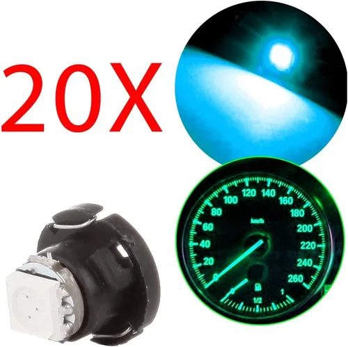 Vista 2 de cciyu Paquete de 20 bombillas LED Super Blue 5050 SMD T5 Neo Wedge (azul hielo)