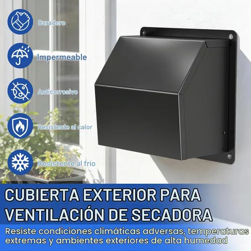 Vista 3 de Cubierta de ventilación de secadora de 4 pulgadas para exteriores, cubierta de ventilación de pared para secadora exterior con solapa acolchada