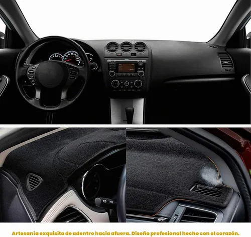 Vista 5 de Tapete antideslizante para tablero de instrumentos compatible con Nissan Altima 2007-2012 Protector solar (borde negro)
