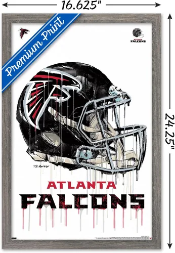 Vista 3 de Trends International NFL Atlanta Falcons - Póster de pared con casco antigoteo 20, 14.725 x 22.375 pulgadas, versión enmarcada de madera de granero