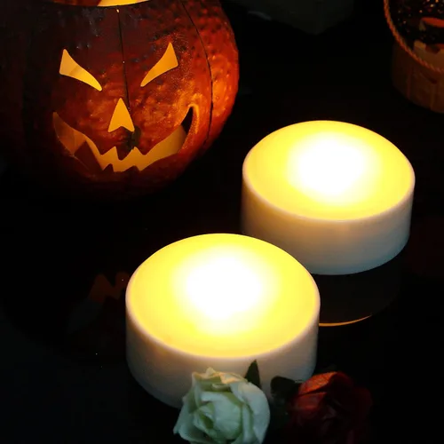 Vista 6 de Farol de calabaza LED de Halloween con control remoto y temporizador, vela eléctrica parpadeante de plástico realista brillante sin llama