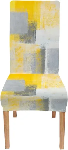Vista 79 de TOMWISH Juego de 2 fundas para sillas de comedor, color turquesa y gris, fundas elásticas para sillas Parsons, de elastano, lavables, protectores