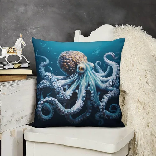 Vista 10 de Cojines Decorativos para Sala - Fundas de cojín cuadradas suaves de pulpo, 20 x 20 pulgadas, náutico, costero, playa, casa, vida marina, decoración