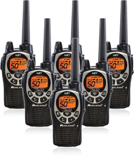 Vista 11 de Midland GXT1000VP4 Radio bidireccional GMRS de 50 canales – Walkie Talkie de hasta 36 millas – Negro/Plata (paquete de 4)