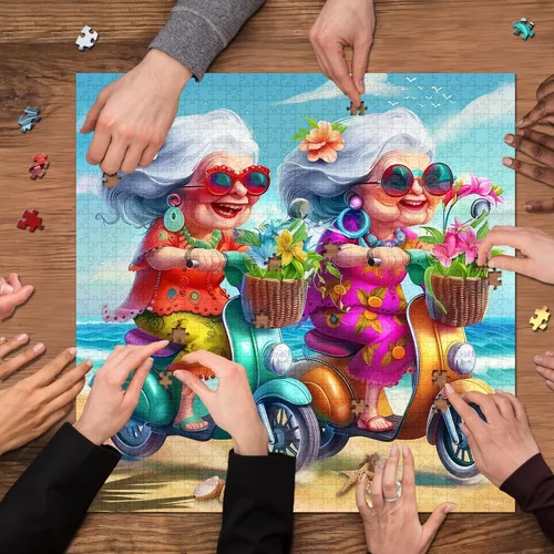 Vista 6 de Rompecabezas de 1000 piezas de playa de verano para adultos, rompecabezas de paseo de playa divertidos de PICKFORU, rompecabezas únicos y difíciles