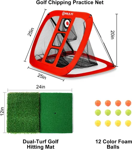 Vista 3 de RELILAC Red desplegable de chipping para golf - accesorios de objetivo de golf para interiores y exteriores para precisión en el patio trasero