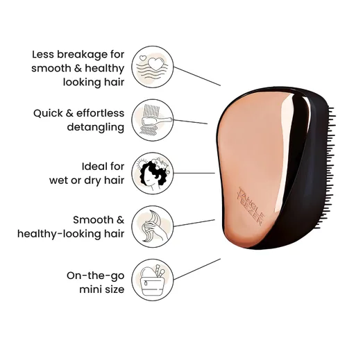 Vista 4 de Tangle Teezer Cepillo desenredante compacto para peinar, oro rosa, negro, 0.04 oz