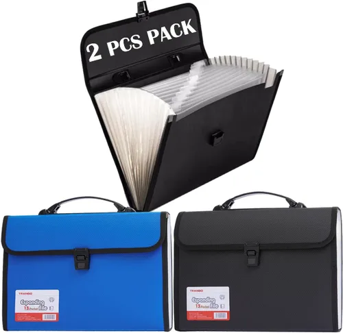 Vista 8 de Organizador de archivos de acordeón de 12 bolsillos tamaño carta/A4 con asa, TRANBO, carpeta de archivos expandible, organizador de papel portátil