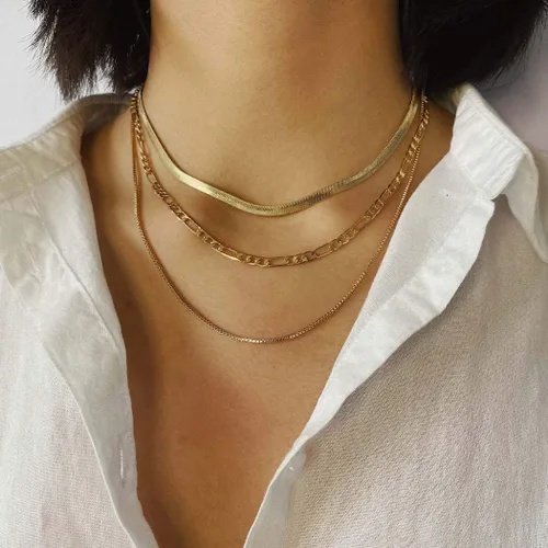 Vista 4 de Jeairts - Gargantilla de hueso de serpiente, collar minimalista para mujeres y niñas