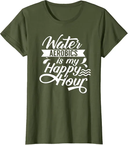 Vista 28 de Water Aerobics Is My Happy Hour Hobby Instructor Aqua Camiseta Negro
