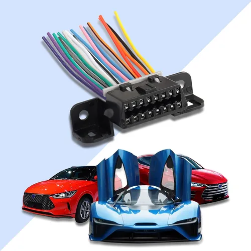 Vista 4 de XMSJSIY Cable de extensión de conector hembra OBD2 de 16 pines, arnés fijo OBD2 ensamblado, cables de puerto de salpicadero, conexión E-Car