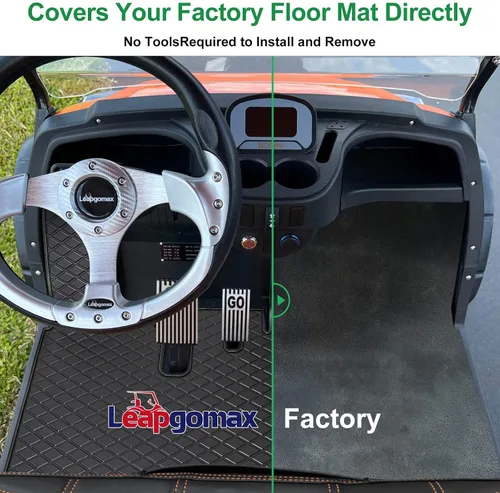 Vista 2 de Tapete de suelo para carrito de golf ICON i20 i40, cobertura completa, repuesto compatible con carritos de golf iCON (i20, i40) y Advanced EV Negro