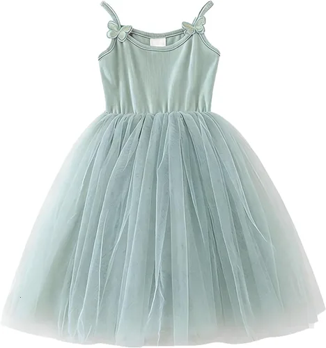 Vista 13 de Vestido de Tutú para Niñas Pequeñas, Vestido de Tul Sin Mangas, Estilo Princesa, Vestido de Fiesta de Verano Negro