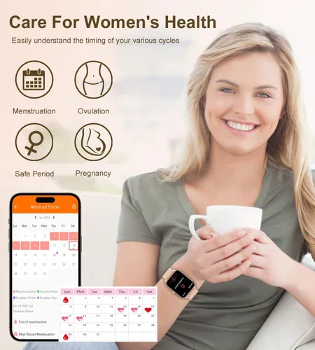 Vista 7 de Reloj inteligente para mujer con respuesta de llamadas Bluetooth, reloj de fitness con esfera de 1.85 pulgadas con monitor de sueño de frecuencia