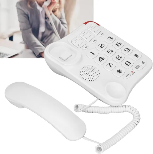 Vista 3 de Teléfono con cable grande, teléfono para personas mayores, 3 recuerdos individuales, teléfono fijo grande s ideal para la oficina en casa de ancianos