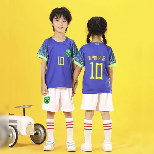 Vista 7 de Casmyd Ney'MARR #10 - Camiseta de fútbol de Brasil y pantalones cortos para niños, camiseta de fútbol americano para niños y niñas