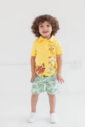 Vista 2 de Disney Polo y pantalones cortos de Mickey Mouse de Rey León para niños pequeños y grandes