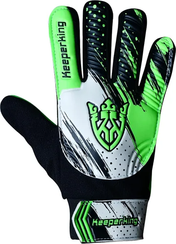 Vista 2 de Keeperking - Guantes de portero de fútbol para niños, niños y jóvenes, con doble protección en la muñeca y palma de látex antideslizante de 4 mm