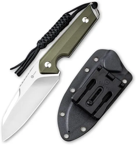 Vista 7 de CIVIVI Kepler C2109C - Cuchillo de hoja fija, mango G10 de 4.48 pulgadas, cuchillo para cinturón con funda Kydex, cordón, clip para actividades al
