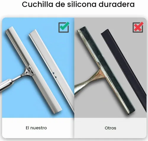 Vista 6 de Escobilla de ducha de acero inoxidable con gancho autoadhesivo, escobilla de ventana para puertas de ducha, limpiadores de espejo de baño, limpieza