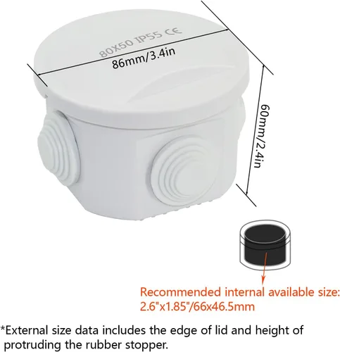 Vista 2 de LeMotech - Caja de derivación universal de plástico ABS resistente al polvo, resistente al agua, IP65, color blanco