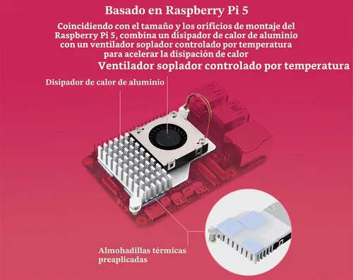 Vista 3 de Enfriador activo oficial Pi 5 compatible con Raspberry Pi 5