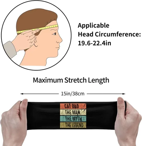 Vista 7 de Cat Dad The Man The Myth The Legend Headband for Men Women Sports Sweatband for Fitness Exercise Moisture Wicking Running Yoga Hairbands