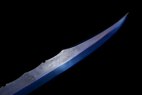 Vista 3 de Espada completa azul de alta hoja de acero de manganeso Katana japonesa Samurai Espada Funda de cuero