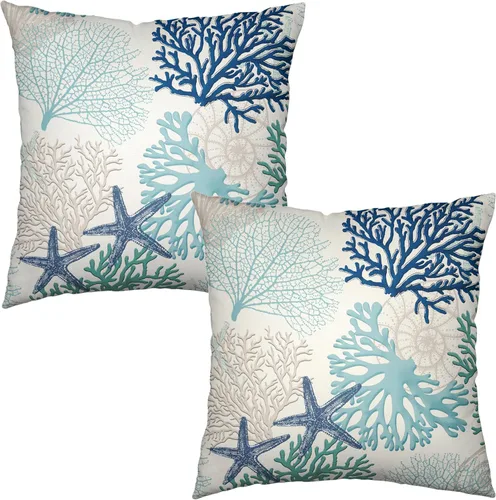 Vista 12 de Juego de 2 fundas de almohada de 16 x 16 pulgadas, diseño patriótico de bandera estadounidense con estrellas para exteriores, estilo casa de campo