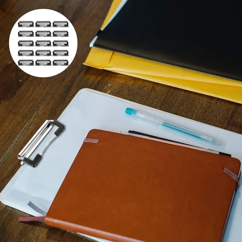 Vista 9 de NUOBESTY 15 clips portátiles de metal para portapapeles con patas de goma, clips de carpeta de archivos con resorte para oficina, escuela