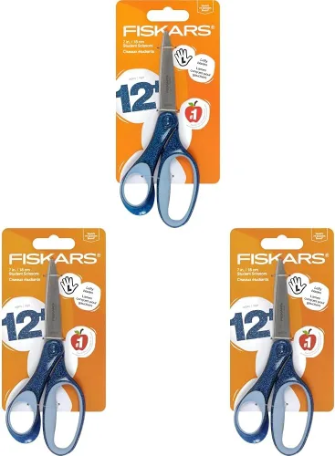 Vista 12 de Fiskars SoftGrip Tijeras con purpurina para estudiantes de 7 pulgadas para niños mayores de 12 años, tijeras para la escuela o manualidades