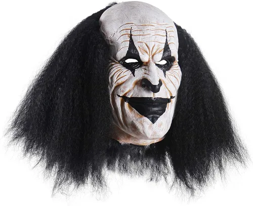 Vista 2 de Máscara facial de payaso espeluznante para adultos, máscara de bromista aterradora para Halloween (negro)