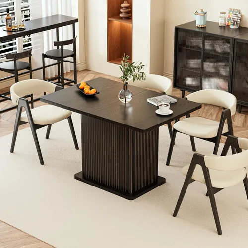 Vista 7 de Mesa de comedor extensible para cocina de 4-6, 47-65 pulgadas, mesa de comedor rectangular con 2 puertas, gran almacenamiento, muebles modernos