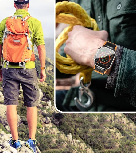 Vista 6 de Correa deportiva de nailon compatible con Apple Watch Band Ultra (1.732 pulgadas) Series 7/8 (1.772 pulgadas/1.614 pulgadas), Series 6/5/4/SE