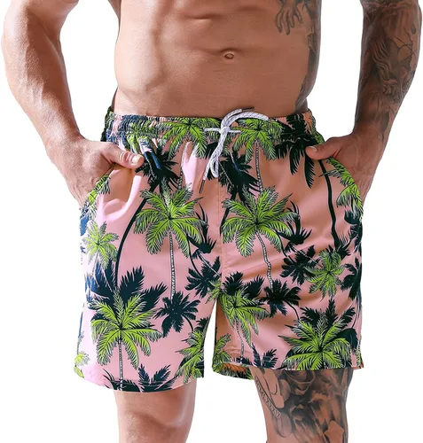 Vista 4 de Tisoloow Traje de baño para hombre, de secado rápido, para playa, con forro de malla y bolsillos