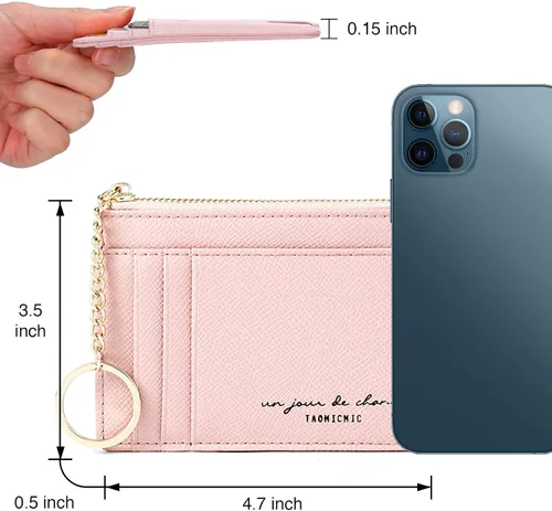 Vista 2 de BAG WIZARD Billeteras minimalistas delgadas para hombres y mujeres RFID para tarjetas de crédito, cartera con 8 ranuras para tarjetas con llavero