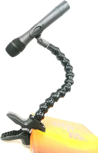 Vista 4 de Soporte de abrazadera para micrófono de mesa con soporte de extensión de cuello de cisne de 5/8 pulgadas y 27 hilos para micrófonos, funciona