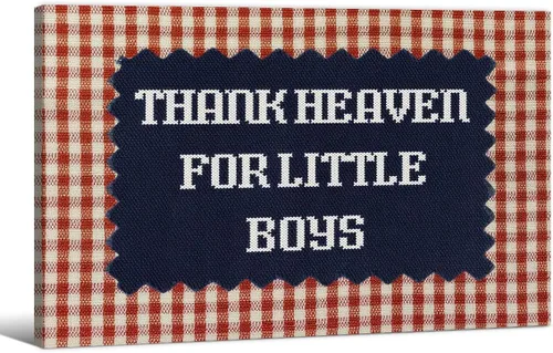 Vista 10 de Arte de pared con texto en inglés "Thank Heaven for Little Boys" (Thank Heaven for Little Boys), póster vintage con cita de guinga roja, impresiones