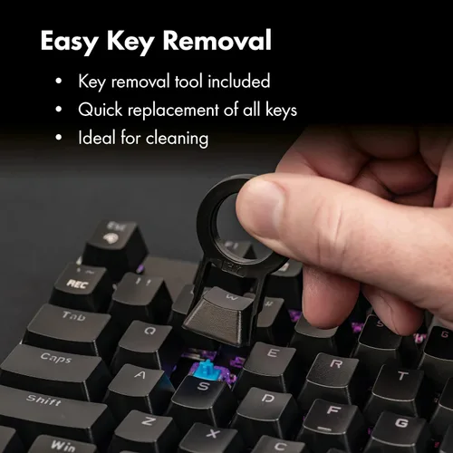 Vista 6 de Hawksbill Scorpion V1 Teclado mecánico para juegos con cable, táctil y clicky, iluminación RGB brillante, factor de forma compacto, teclas