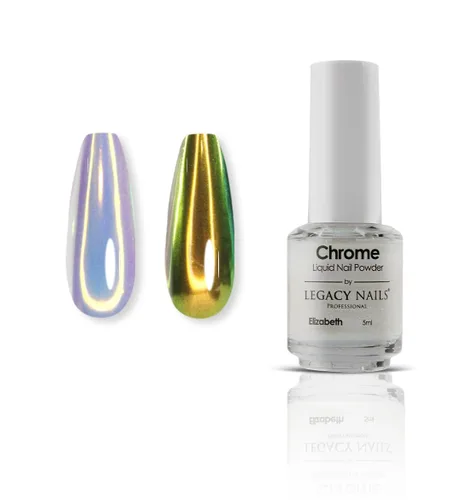 Vista 14 de LEGACY NAILS Polvo líquido profesional para uñas CROMADO - ALANA 0.2 fl oz - Revela la magia de los efectos iridiscentes, nacarados y metálicos - Di